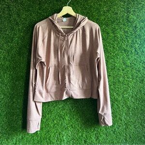 Yogalicious Lux Orange Activewear Zip Up Hoodie Jacket Hood Thumbholes Yoga